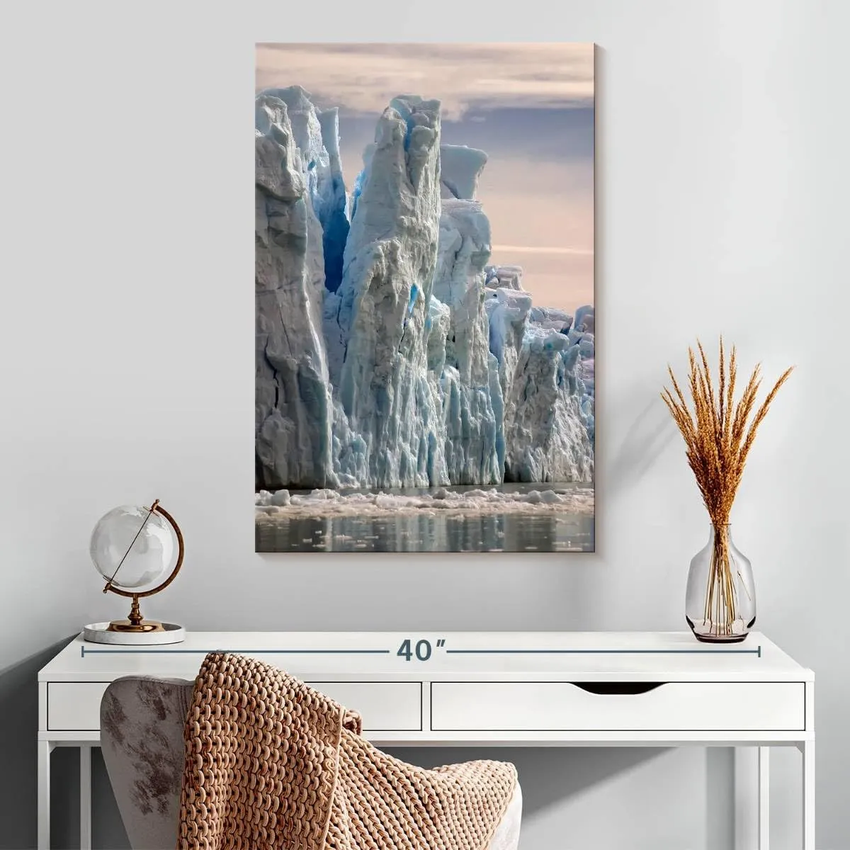Elephant Stock - Towering Icebergs Wall Art - Vertical Canvas Wall Art - Living Room Wall Decor - Photography Nature Canvas Art - White And Gray Decor - 20" x 30"