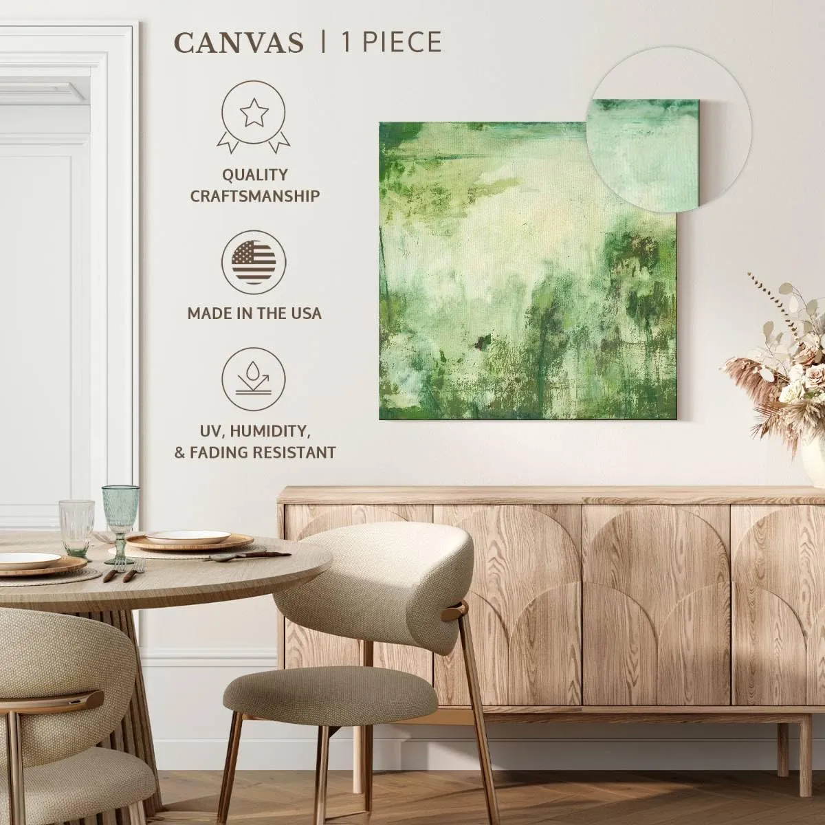 ElephantStock - Down By The River I Wall Art - Square Canvas Wall Art - Living Room Wall Decor - Painting Abstract Canvas Art - Green And Decor by Jodi Fuchs - 10" x 10"