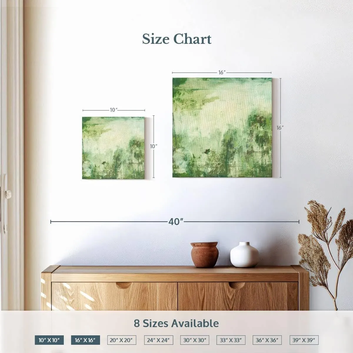 ElephantStock - Down By The River I Wall Art - Square Canvas Wall Art - Living Room Wall Decor - Painting Abstract Canvas Art - Green And Decor by Jodi Fuchs - 10" x 10"