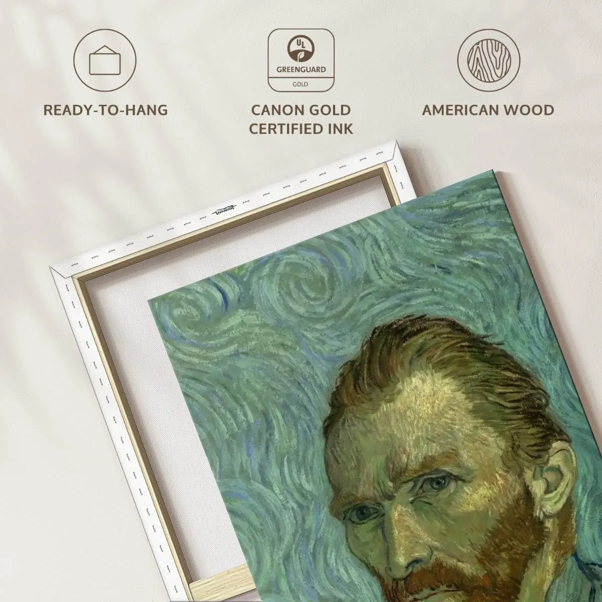 ElephantStock - Self Portrait Wall Art - Vertical Canvas Wall Art - Living Room Wall Decor - Painting Artists Canvas Art - Blue And Teal Decor by Vincent Van Gogh - 21" x 42"