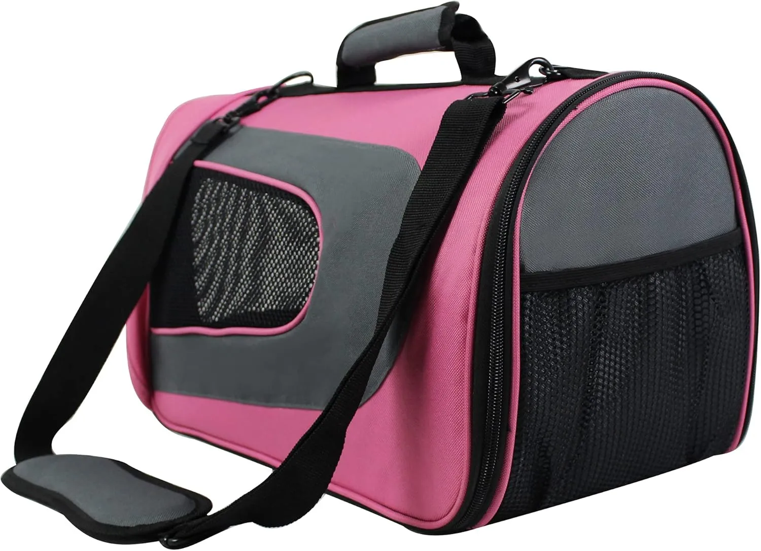 EliteField Deluxe Soft Pet Carrier (3 Year Warranty, Airline Approved), Multiple Sizes and Colors Available (20" L x 11" W x 11" H, Pink Gray)