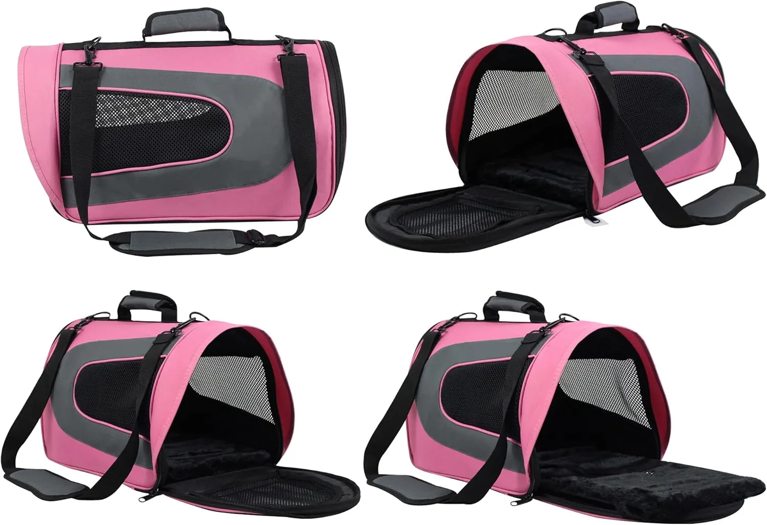 EliteField Deluxe Soft Pet Carrier (3 Year Warranty, Airline Approved), Multiple Sizes and Colors Available (20" L x 11" W x 11" H, Pink Gray)