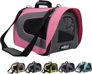 EliteField Deluxe Soft Pet Carrier (3 Year Warranty, Airline Approved), Multiple Sizes and Colors Available (20" L x 11" W x 11" H, Pink Gray)