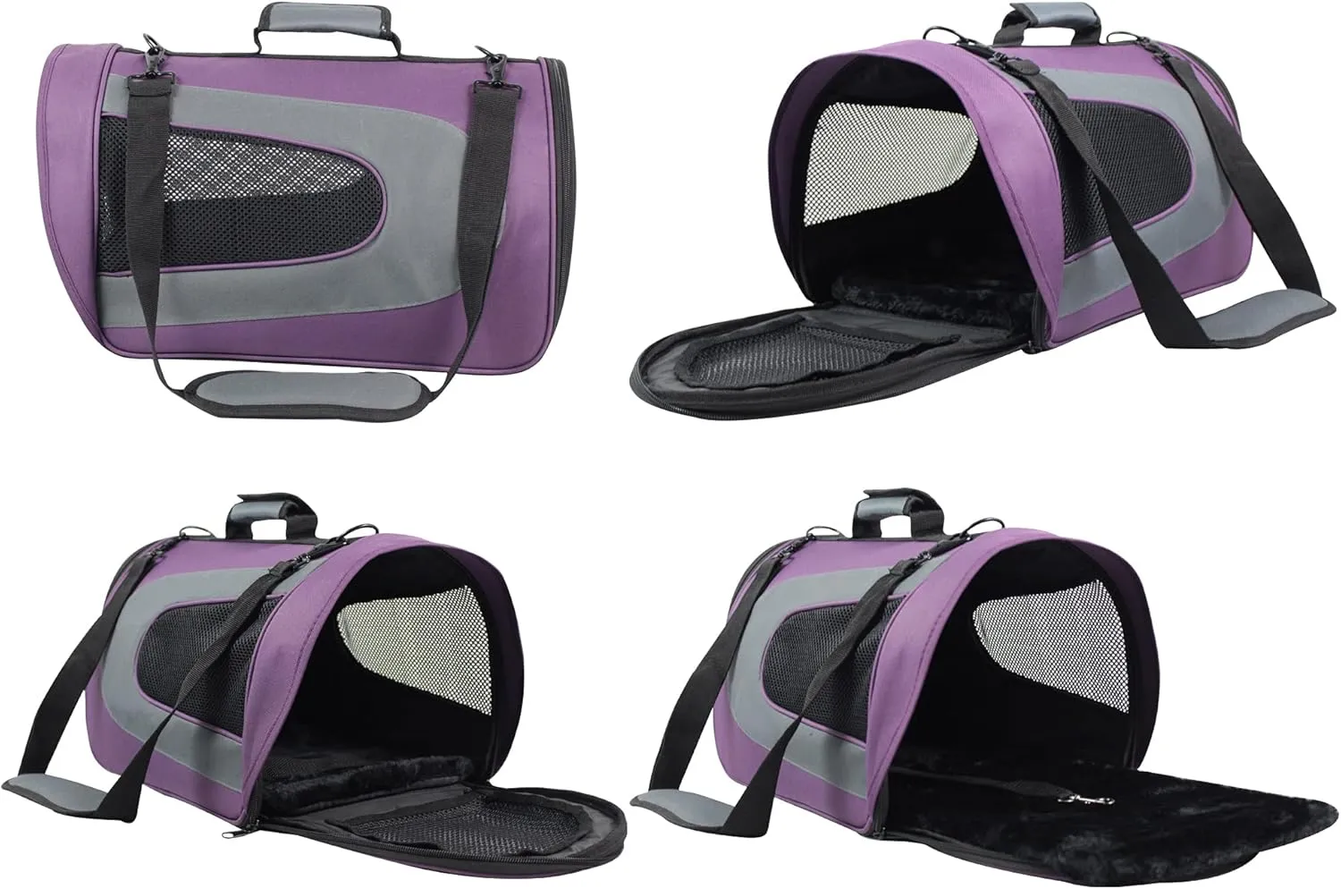 EliteField Deluxe Soft Pet Carrier (3 Year Warranty, Airline Approved), Multiple Sizes and Colors Available (20" L x 11" W x 11" H, Purple Gray)