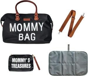 EMGEE Mommy Diaper Bag Tote For Hospital, Waterproof Design, 3 Insulated Bottle Slots, 2 Organizer Pouches, Changing Pad, & Weekender Pouch