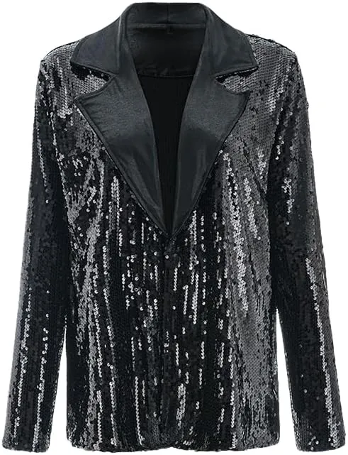 Enchanta Mia Women Modern Jazz Dance Sequin Jacket. Long Sleeve Jazz Coat for Dance Costume