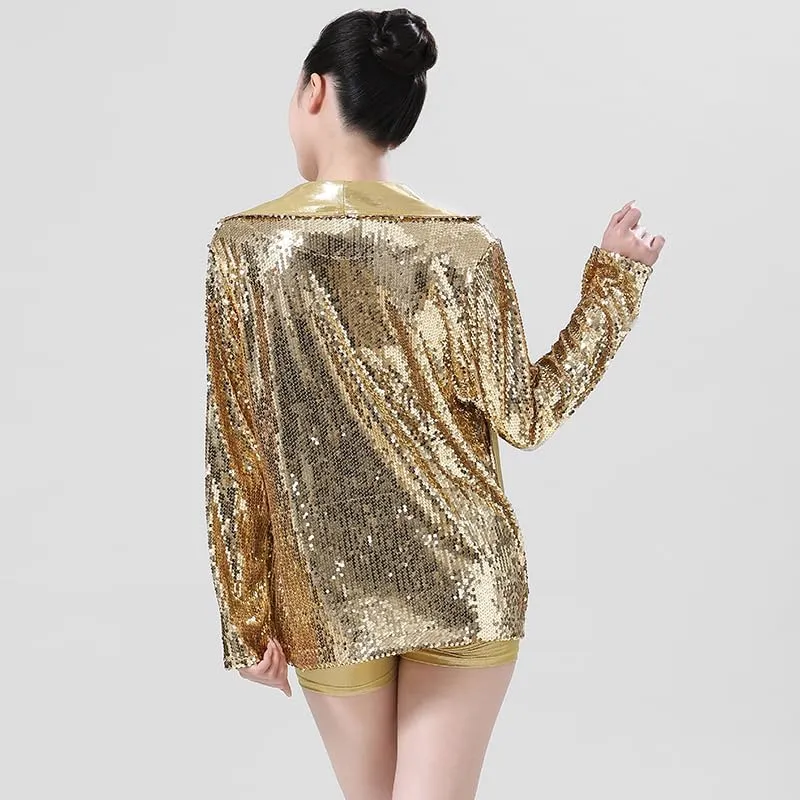 Enchanta Mia Women Modern Jazz Dance Sequin Jacket. Long Sleeve Jazz Coat for Dance Costume