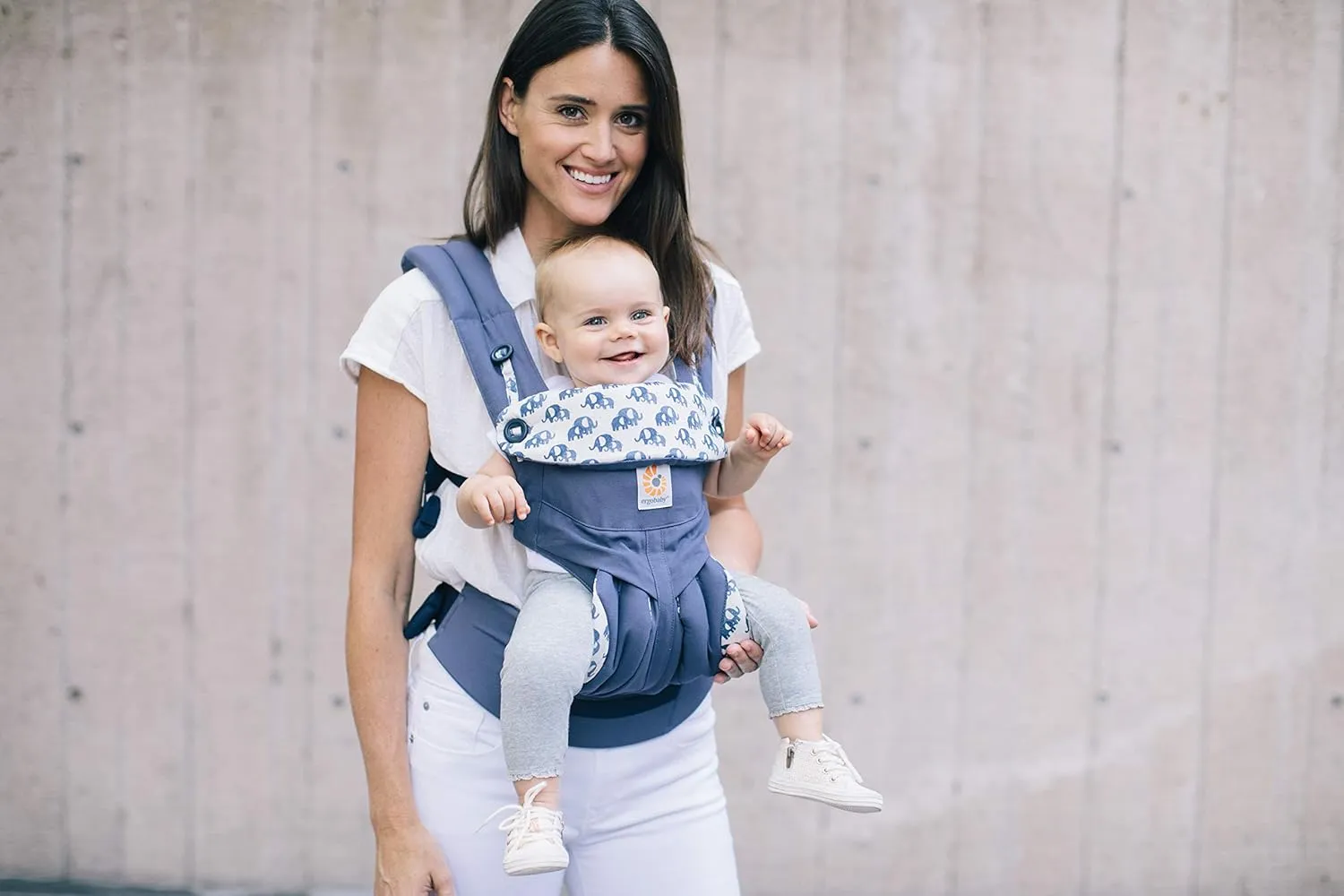 Ergobaby 360 All-Position Baby Carrier with Lumbar Support (12-45 Pounds), Elephant Dance, Premium Cotton