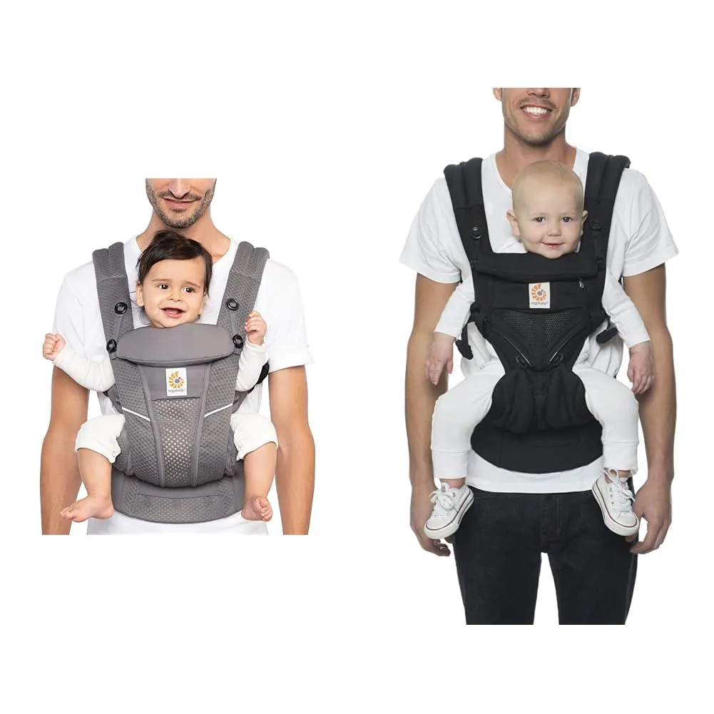 Ergobaby All Carry Positions Breathable Mesh Baby Carrier with Enhanced Lumbar Support & Airflow & Omni 360 All-Position Baby Carrier for Newborn to Toddler with Lumbar Support