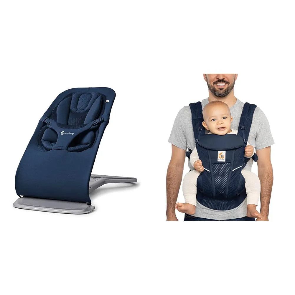 Ergobaby Evolve 3-in-1 Bouncer, Adjustable Multi Position Baby Bouncer Seat, Fits Newborn to Toddler & All Carry Positions Breathable Mesh Baby Carrier with Enhanced Lumbar Support & Airflow