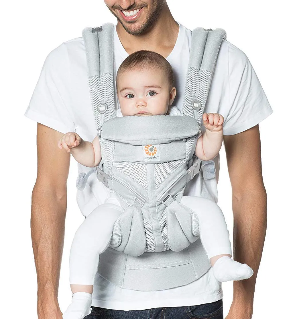 Ergobaby Omni Breeze All Carry Positions Breathable Mesh Baby Carrier Newborn to Toddler, Onyx Black & Omni 360 All-Position Baby Carrier for Newborn to Toddler (7-45 Lb), Pearl Grey