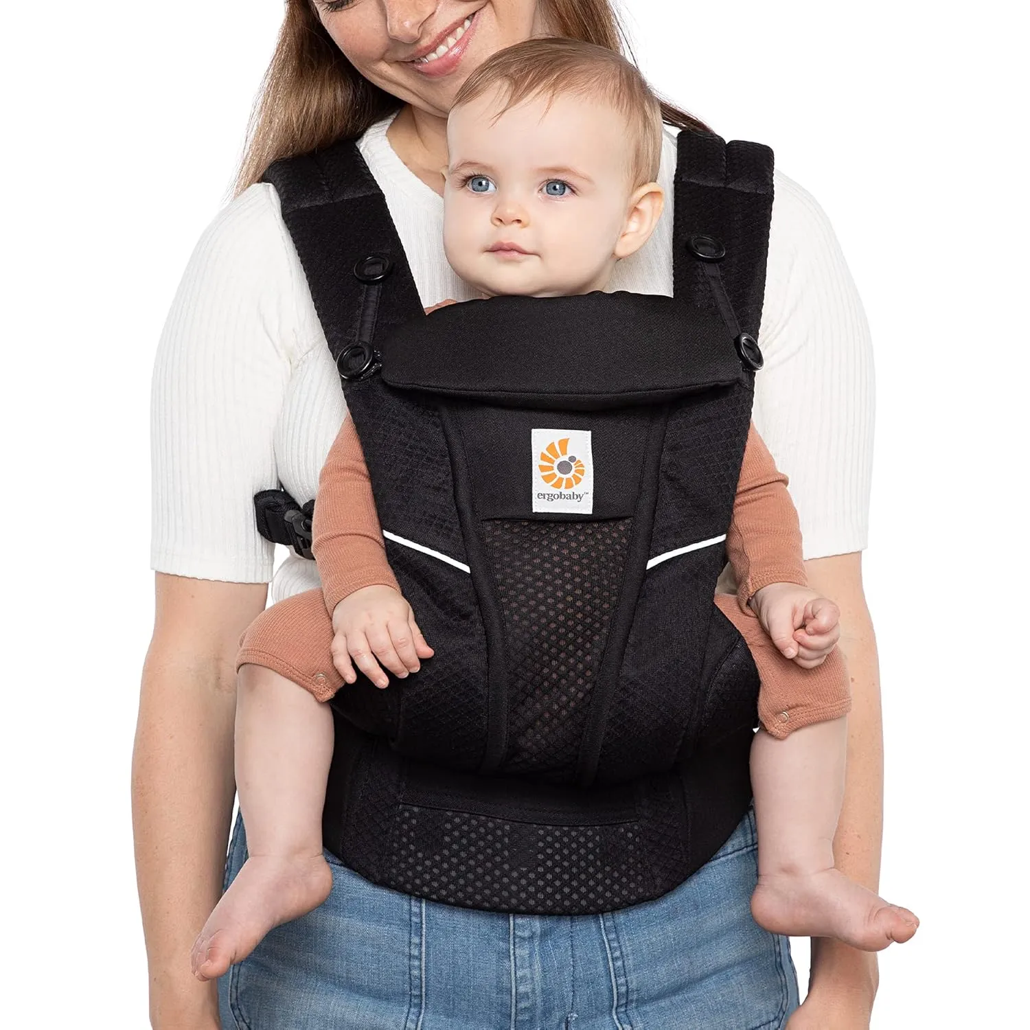 Ergobaby Omni Breeze All Carry Positions Breathable Mesh Baby Carrier Newborn to Toddler, Onyx Black & Omni 360 All-Position Baby Carrier for Newborn to Toddler (7-45 Lb), Pearl Grey