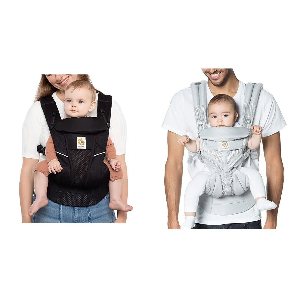 Ergobaby Omni Breeze All Carry Positions Breathable Mesh Baby Carrier Newborn to Toddler, Onyx Black & Omni 360 All-Position Baby Carrier for Newborn to Toddler (7-45 Lb), Pearl Grey