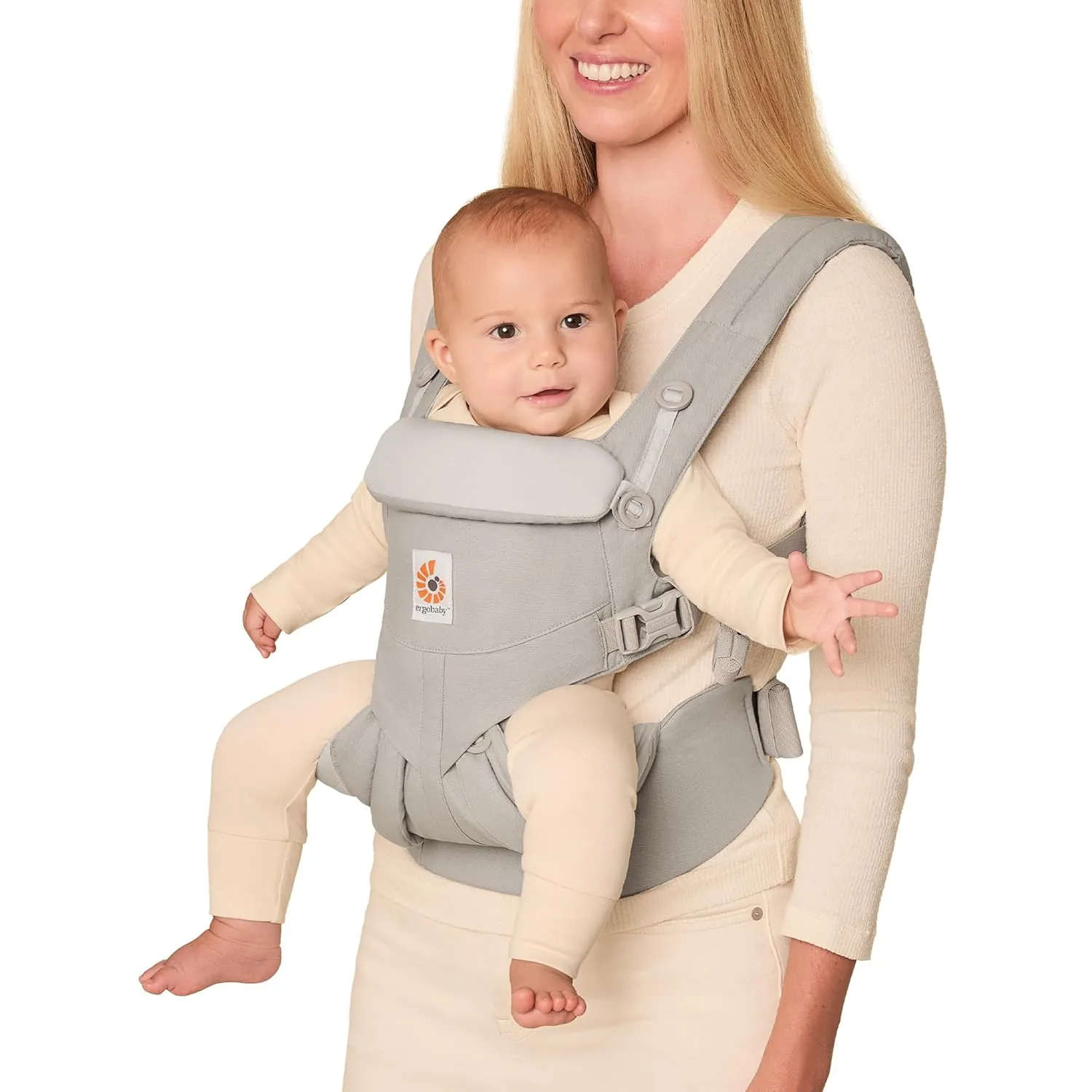 Ergobaby Omni Classic (formerly OMNI 360) All-Position Baby Carrier for Newborn to Toddler with Lumbar Support, 7-45 Pounds, Pearl Grey, One Size