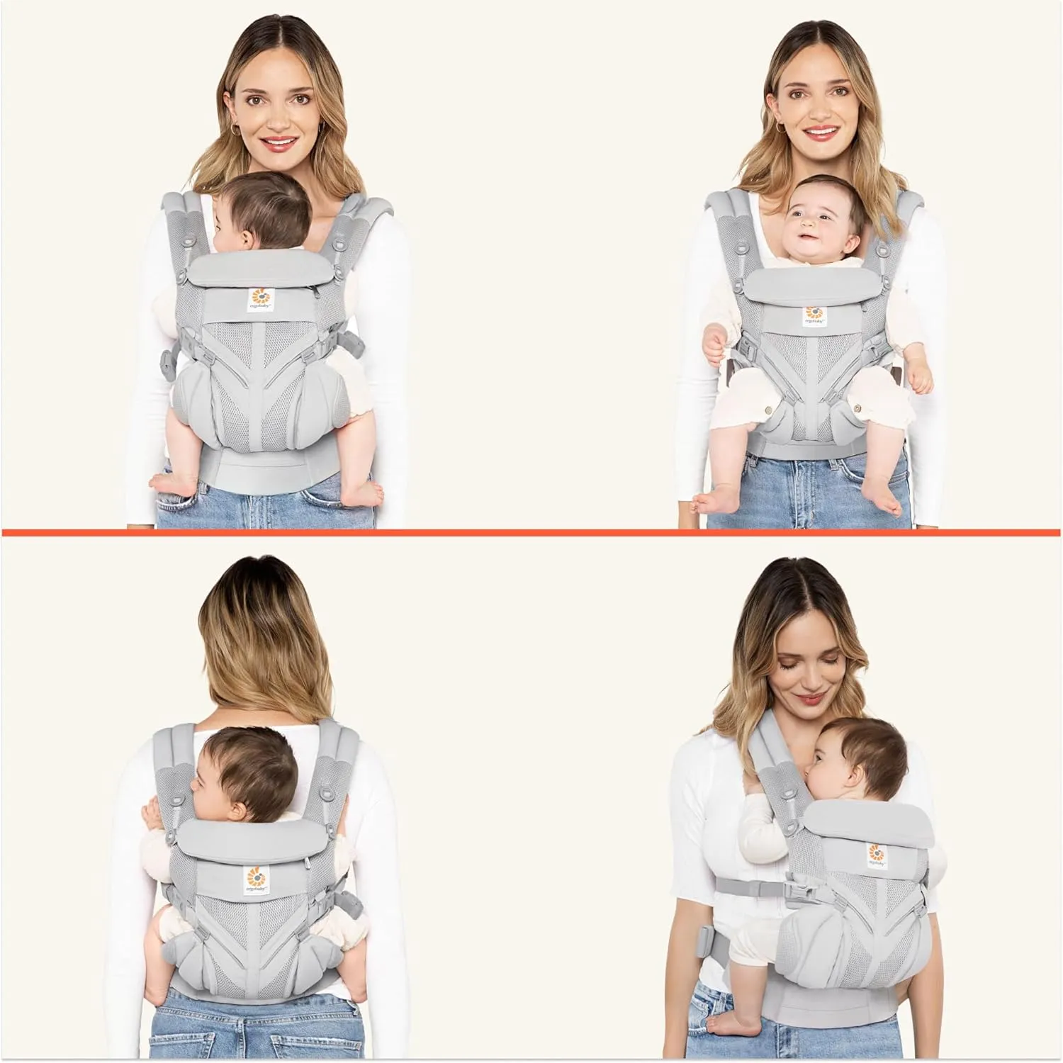 Ergobaby Omni Classic (formerly OMNI 360) All-Position Baby Carrier for Newborn to Toddler with Lumbar Support and Cool Air Mesh, 7-45 Pounds, Pearl Grey, One Size