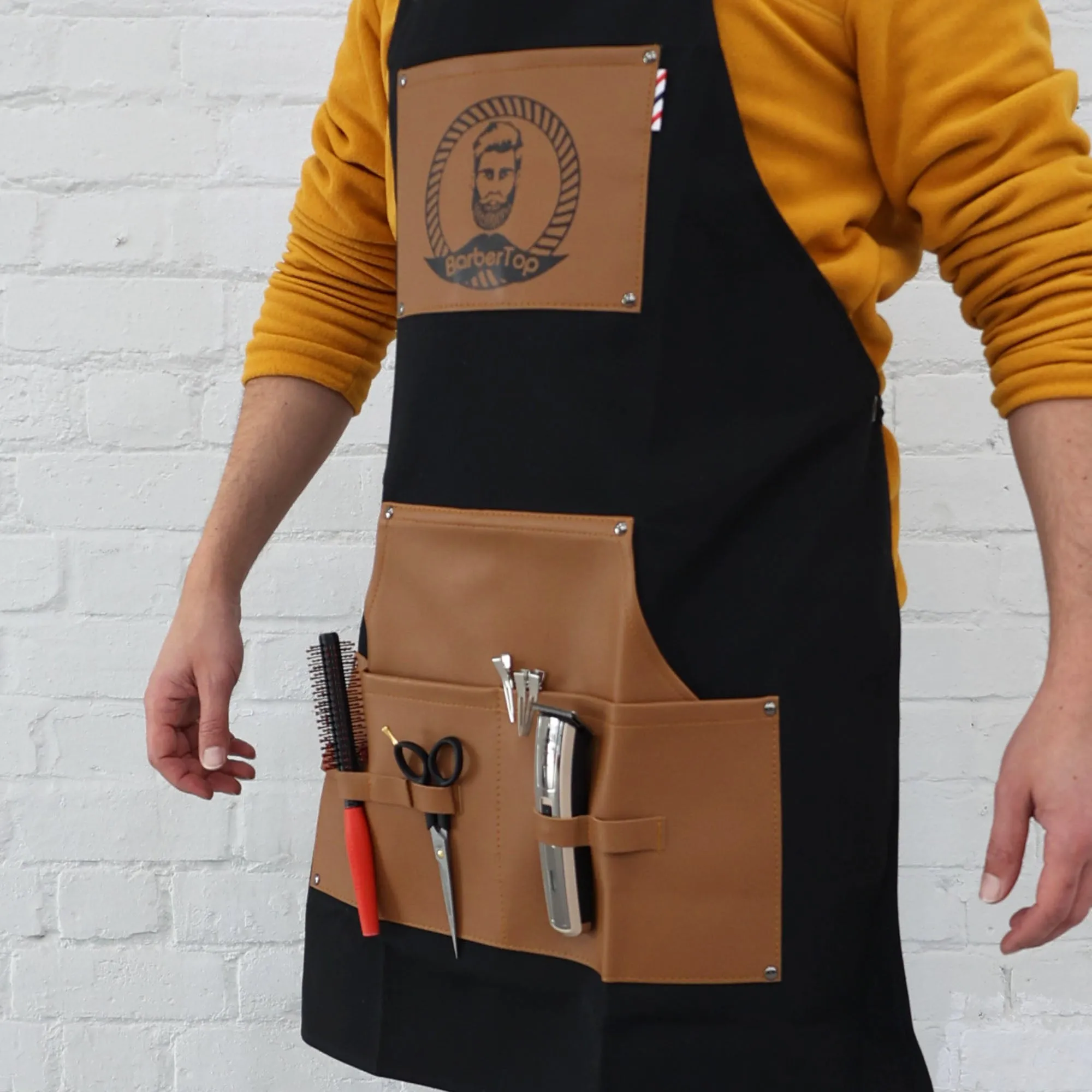 Eson - Hair Cutting Apron Canvas & Leather Collection