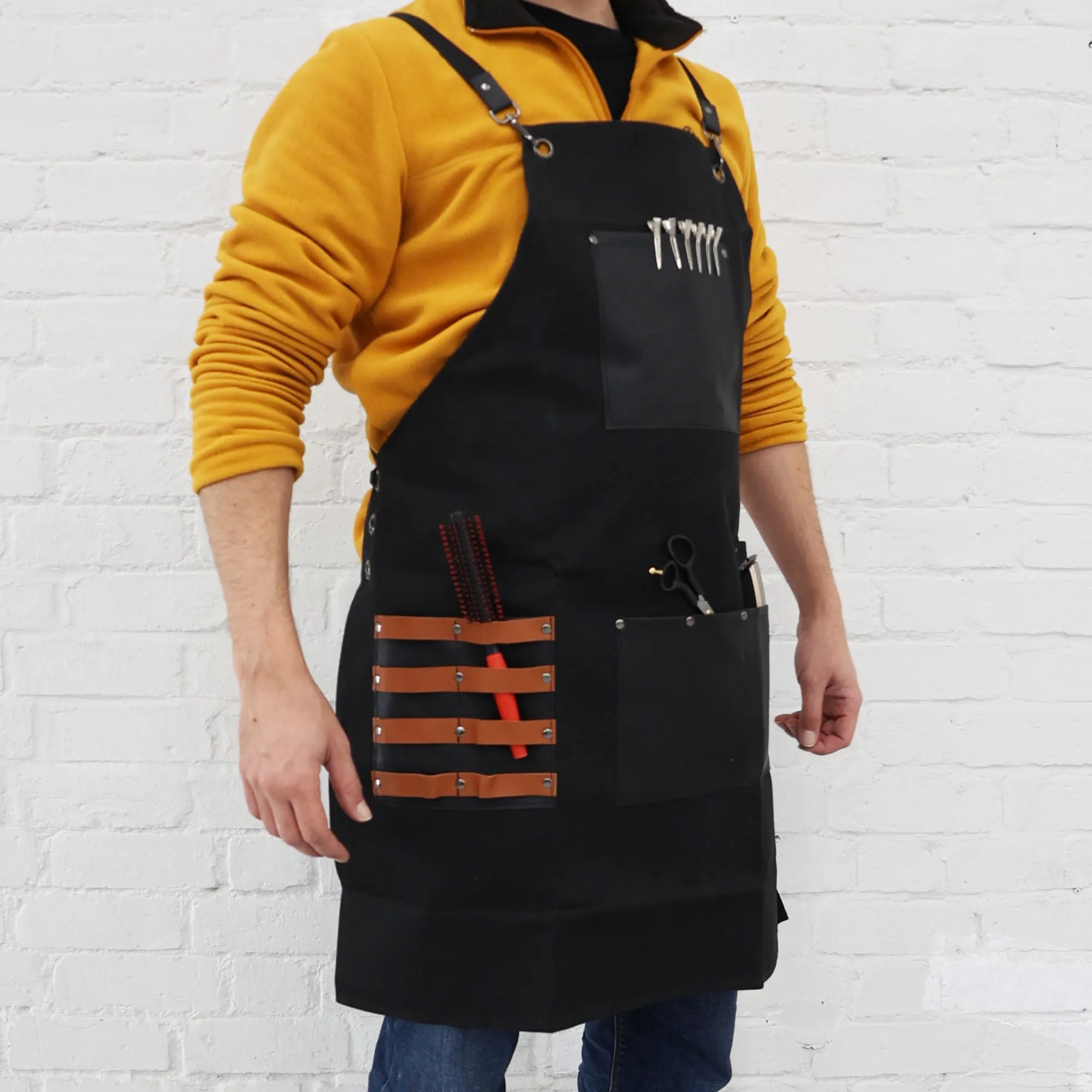 Eson - Hair Cutting Apron Canvas & Leather Collection