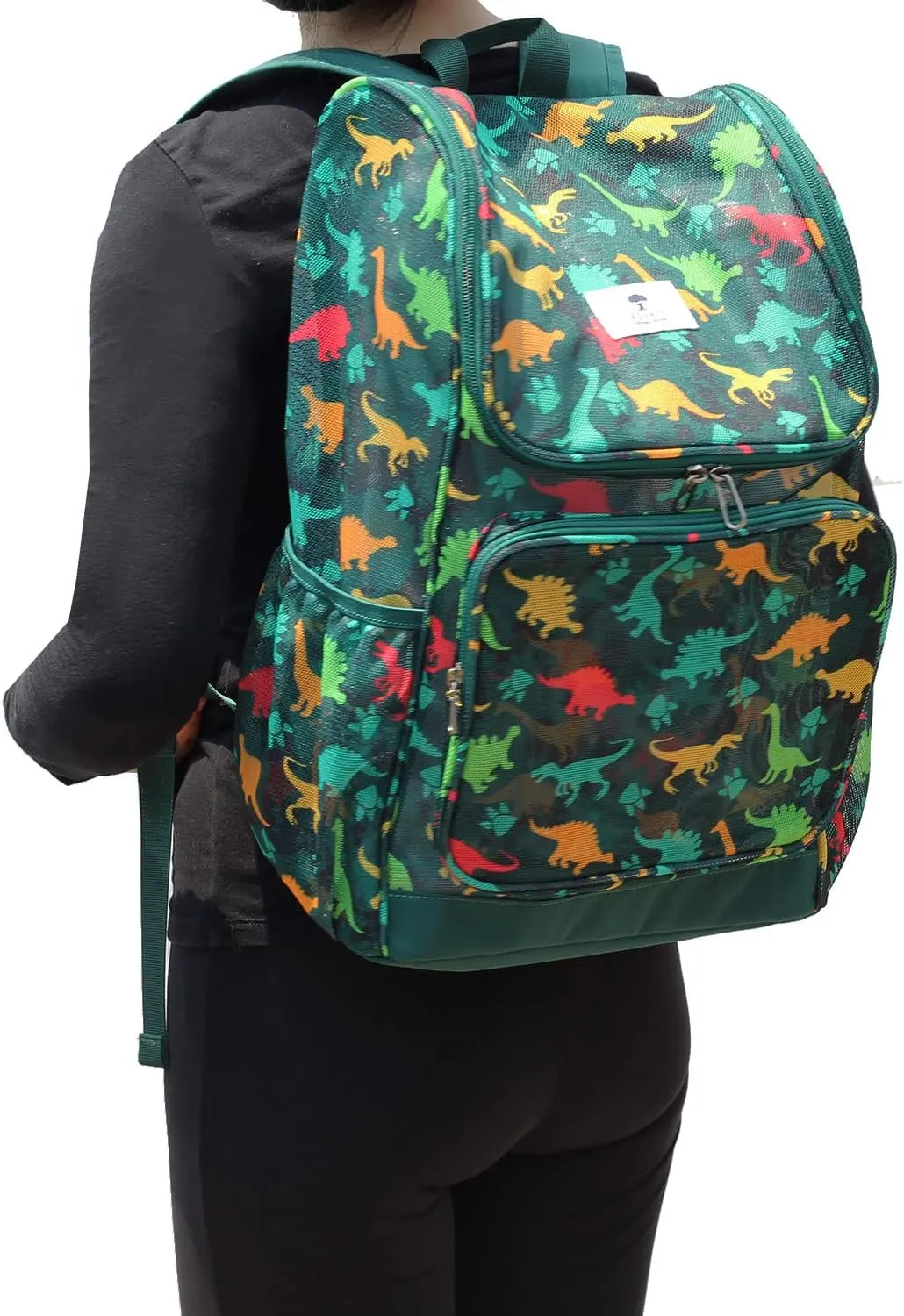ESVAN Original Print Mesh Backpack Clear Bag See through Pack for Travel Beach Gym Multi-Purpose Women Men (B)