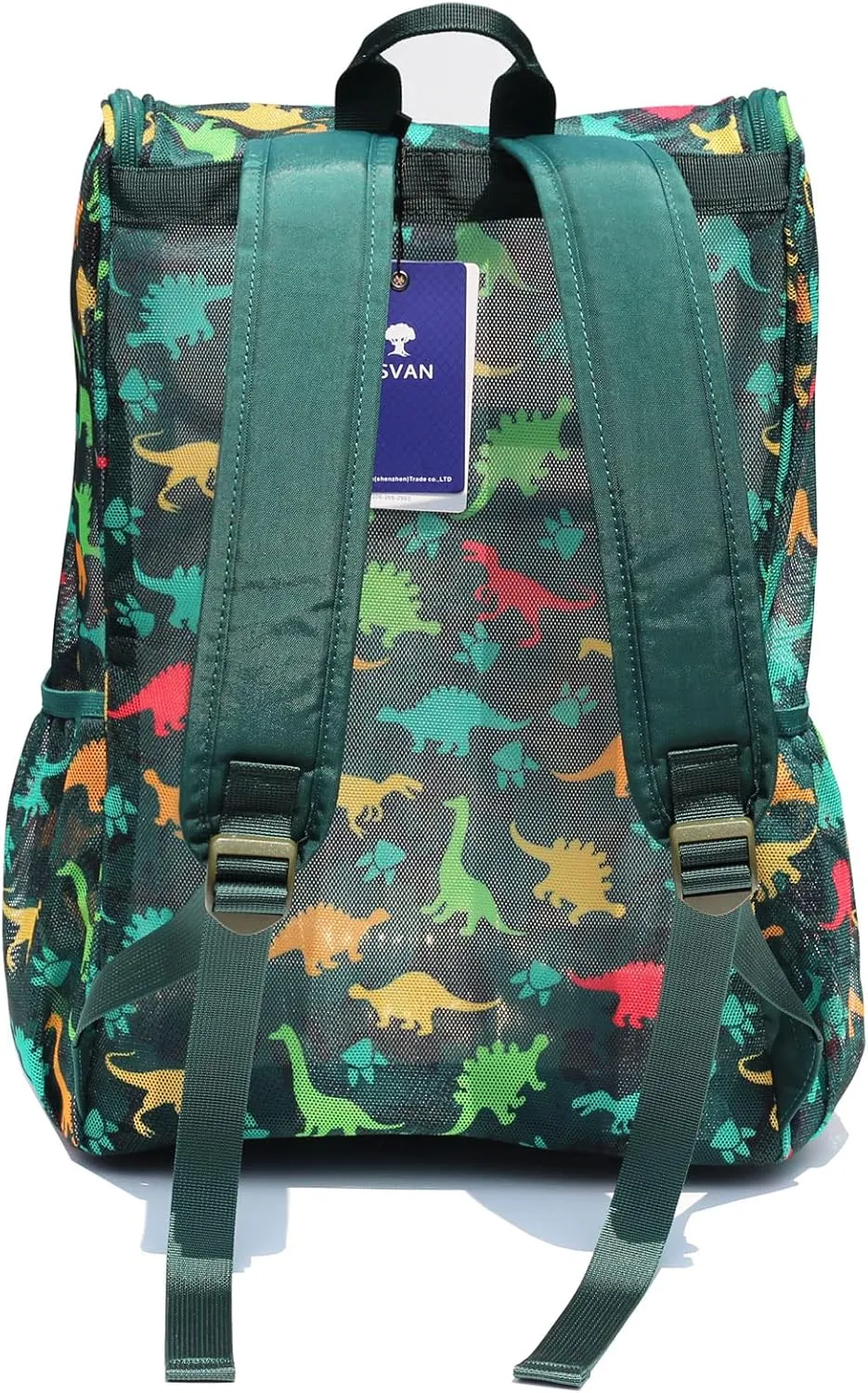 ESVAN Original Print Mesh Backpack Clear Bag See through Pack for Travel Beach Gym Multi-Purpose Women Men (B)