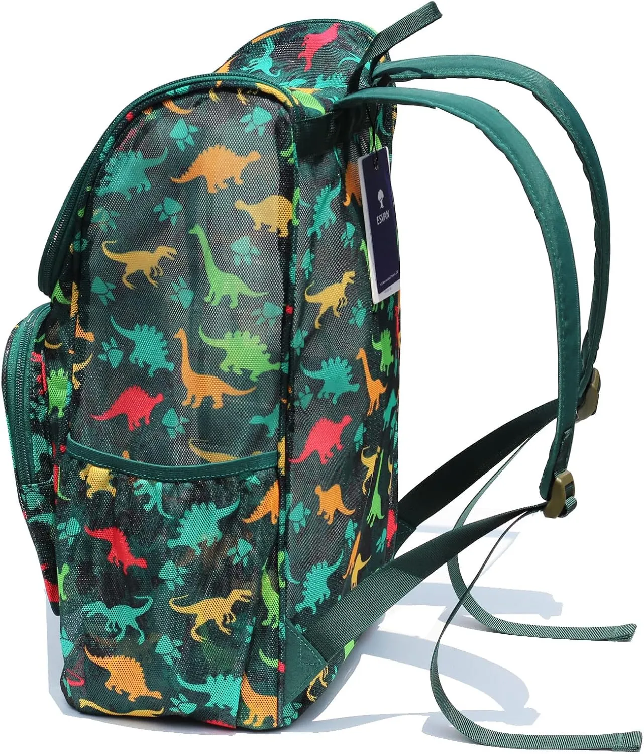 ESVAN Original Print Mesh Backpack Clear Bag See through Pack for Travel Beach Gym Multi-Purpose Women Men (B)