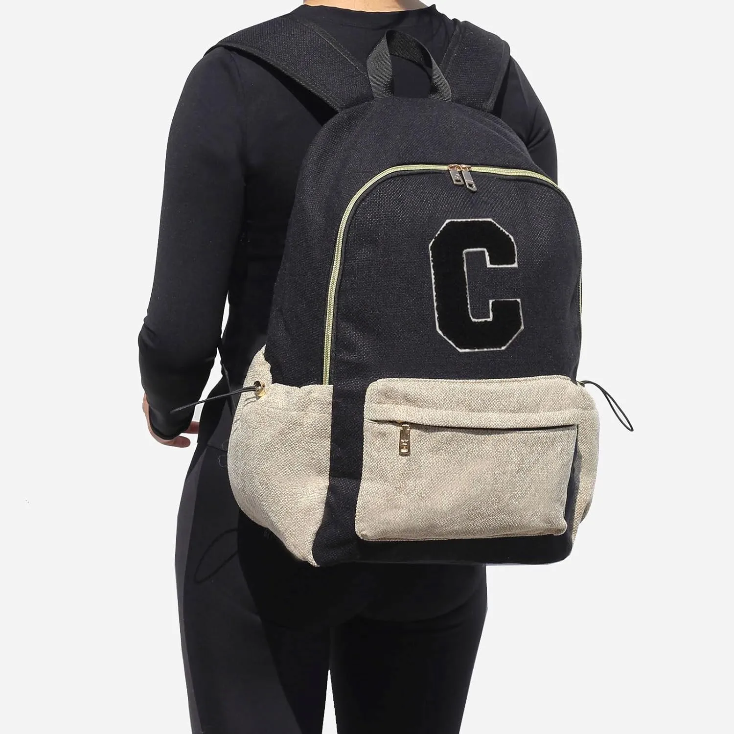ESVAN Personalized Gifts Backpack Canvas Linen Nylon 17 inch Laptop Bag for Women Casual College