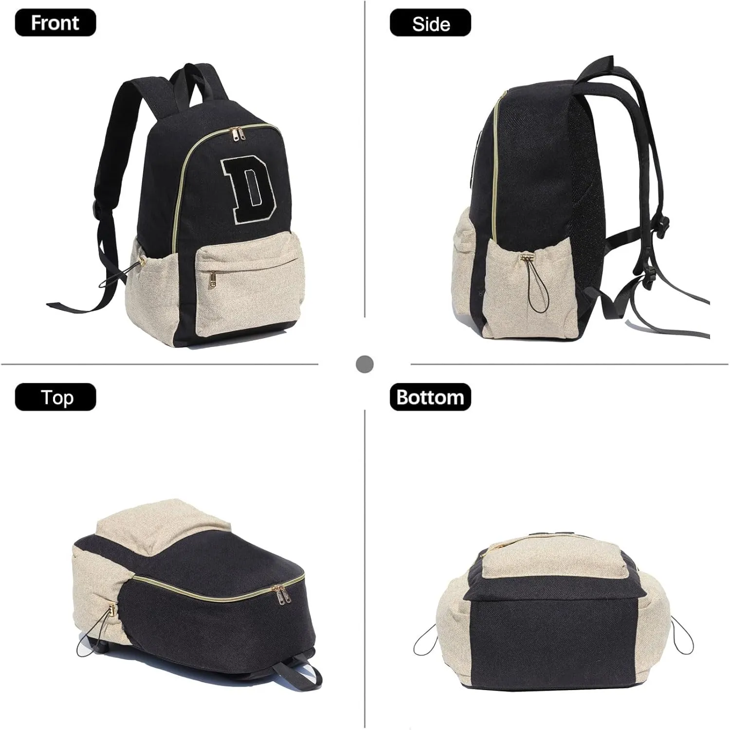ESVAN Personalized Gifts Backpack Canvas Linen Nylon 17 inch Laptop Bag for Women Casual College