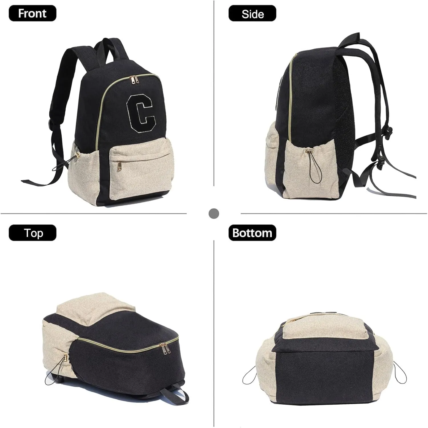 ESVAN Personalized Gifts Backpack Canvas Linen Nylon 17 inch Laptop Bag for Women Casual College