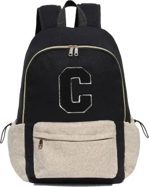 ESVAN Personalized Gifts Backpack Canvas Linen Nylon 17 inch Laptop Bag for Women Casual College