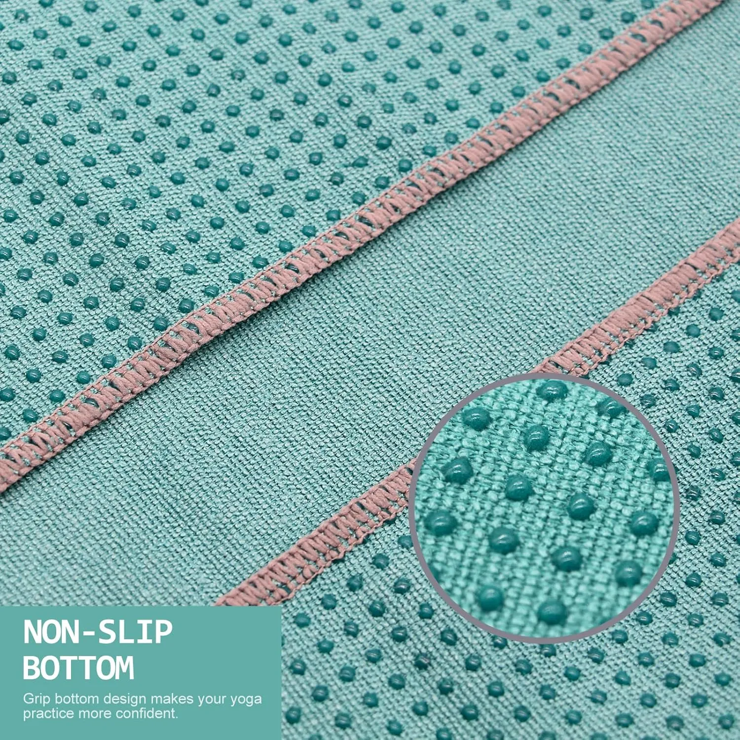 Eunzel Yoga Towel,Hot Yoga Mat Towel with Grip Dots Sweat Absorbent Non-Slip for Hot Yoga, Pilates and Workout 24" x72", Dark Cyan