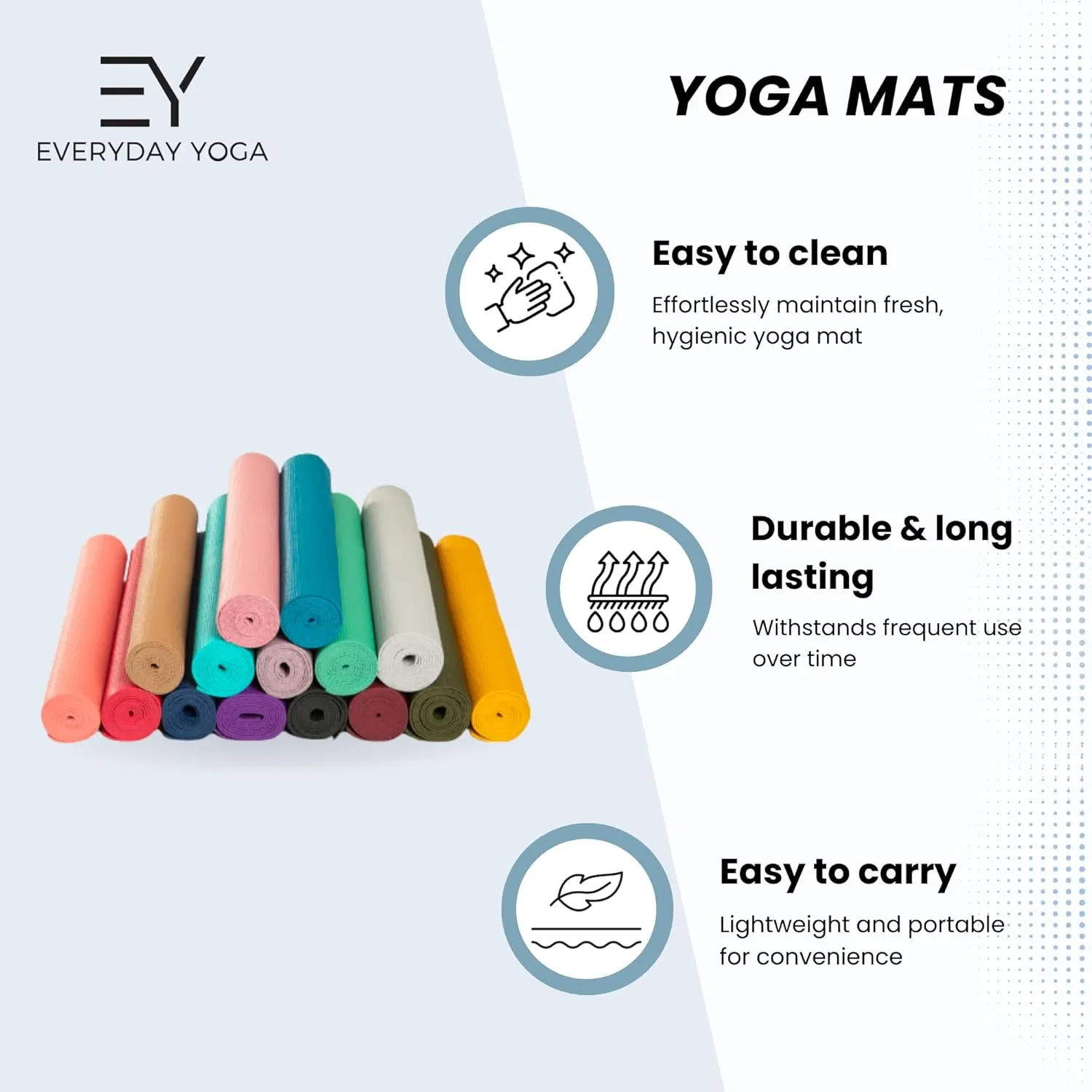 Everyday Yoga Deluxe Mat - 72"L x 24"W Non Slip Exercise Mat, Anti-Tear, 3-5mm Thickness for Yoga, Pilates & Floor Workouts