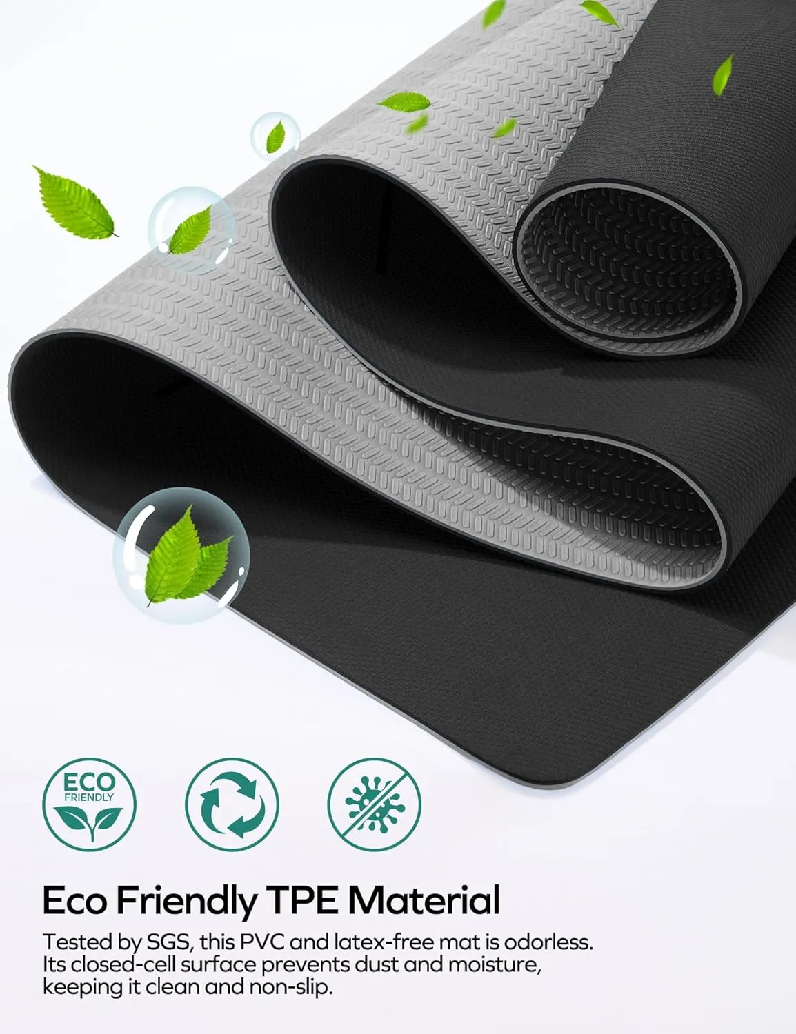 Ewedoos Eco Friendly Yoga Mat with Alignment Marks TPE Yoga Mat Non Slip Hot Yoga Mat Thick 1/4'' Anti-Tear Surfaces Exercise Mats for Home Workout Fitness Pilates