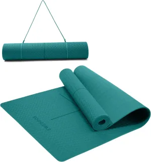 Ewedoos Eco Friendly Yoga Mat with Alignment Marks TPE Yoga Mat Non Slip Hot Yoga Mat Thick 1/4'' Anti-Tear Surfaces Exercise Mats for Home Workout Fitness Pilates