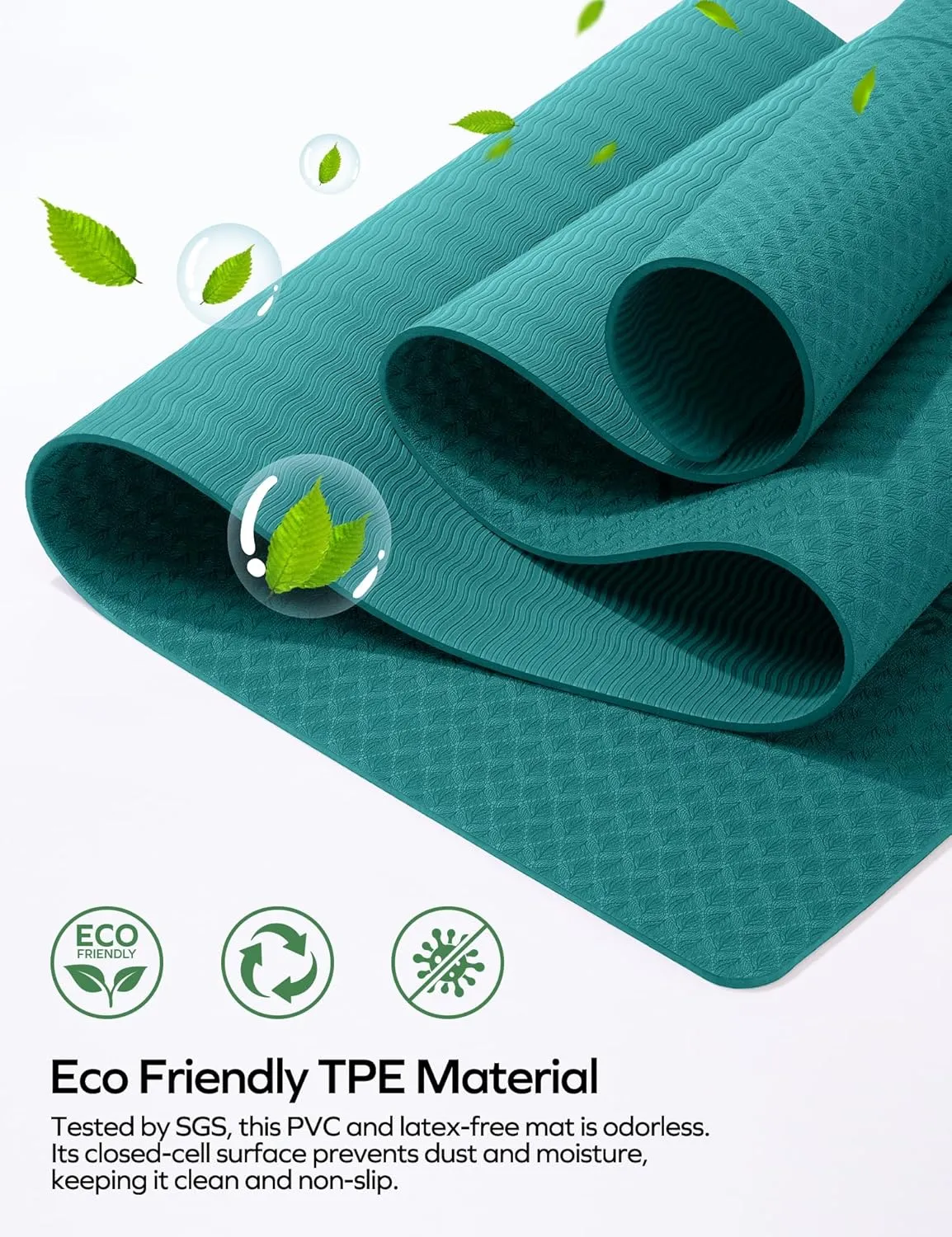 Ewedoos Eco Friendly Yoga Mat with Alignment Marks TPE Yoga Mat Non Slip Hot Yoga Mat Thick 1/4'' Anti-Tear Surfaces Exercise Mats for Home Workout Fitness Pilates