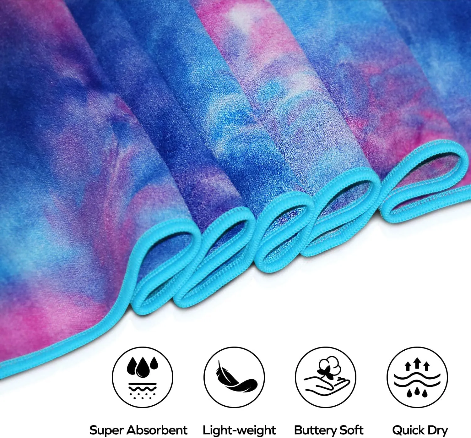 Ewedoos Yoga Towel Mat Towel with Anchor Fit Corners Non Slip Towel for Hot Yoga, Pilates, Workout, Camping