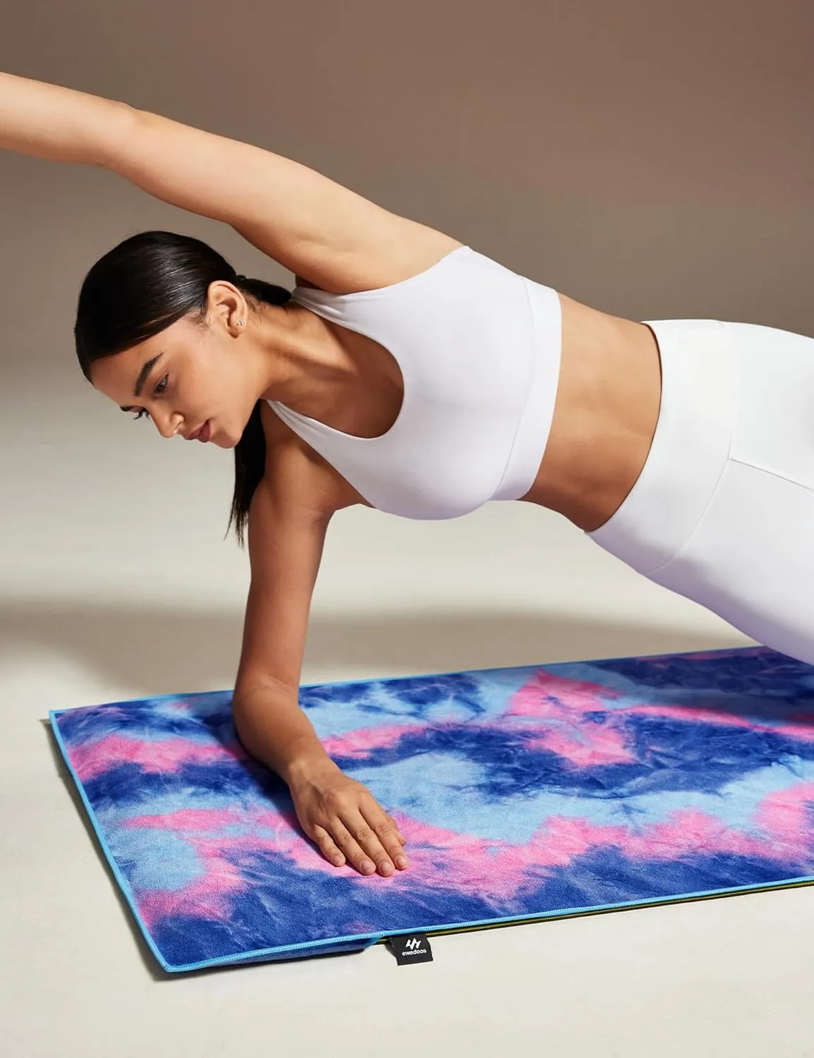 Ewedoos Yoga Towel Mat Towel with Anchor Fit Corners Non Slip Towel for Hot Yoga, Pilates, Workout, Camping
