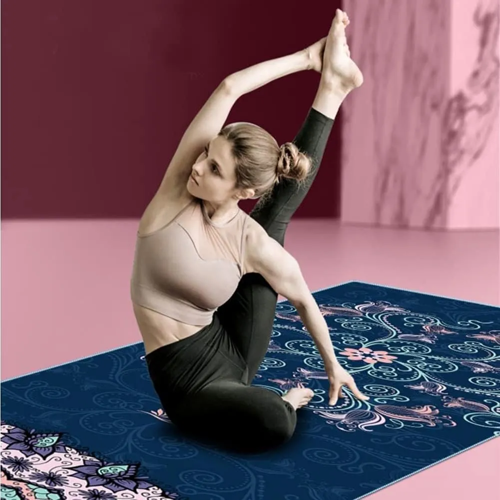 EXERCISE Large Yoga Towel74 L x 27.5" W Rubber Grip Dots Bottom Non Slip Yoga Mat Towel for Hot Yoga Pilates and Workout