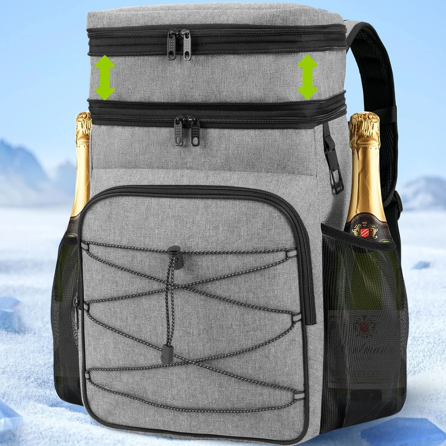 Expandable Cooler Backpack - 50 Cans Insulated Backpack Cooler for Men & Women, Portable 2 Leak Proof Compartments Coolers Bag for Picnic, Lunch, Hiking, BBQ Camping and Beach