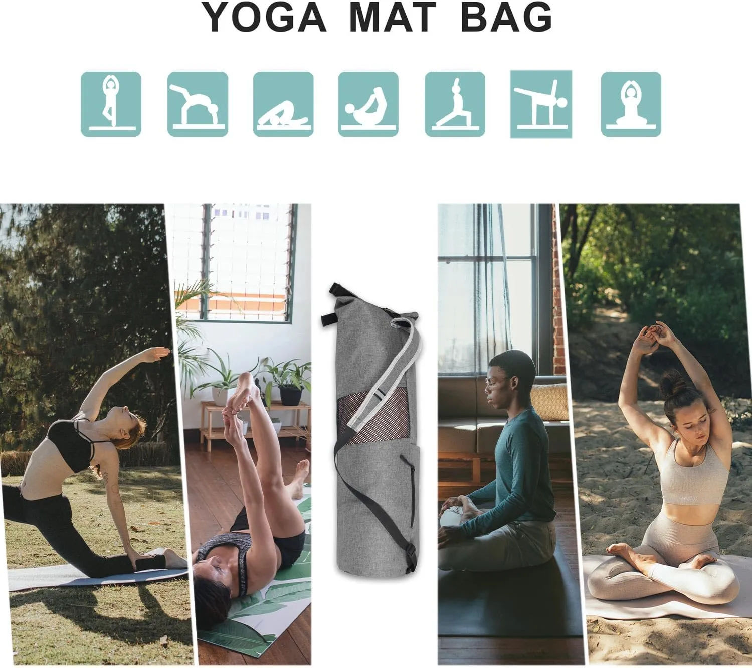 Explore Land Oxford Yoga Mat Storage Bag with Breathable Mesh Window and Large Pockets