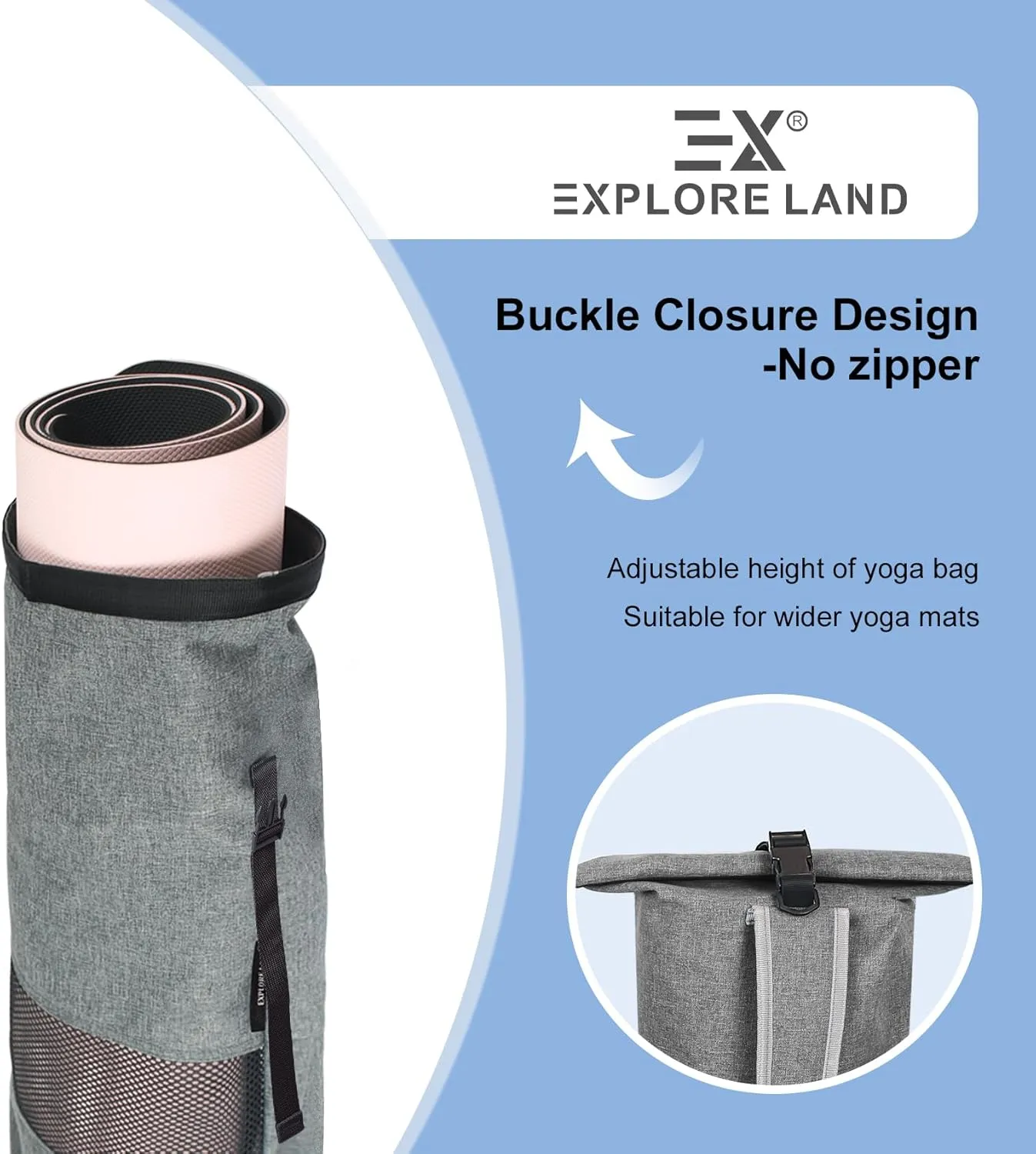 Explore Land Oxford Yoga Mat Storage Bag with Breathable Mesh Window and Large Pockets