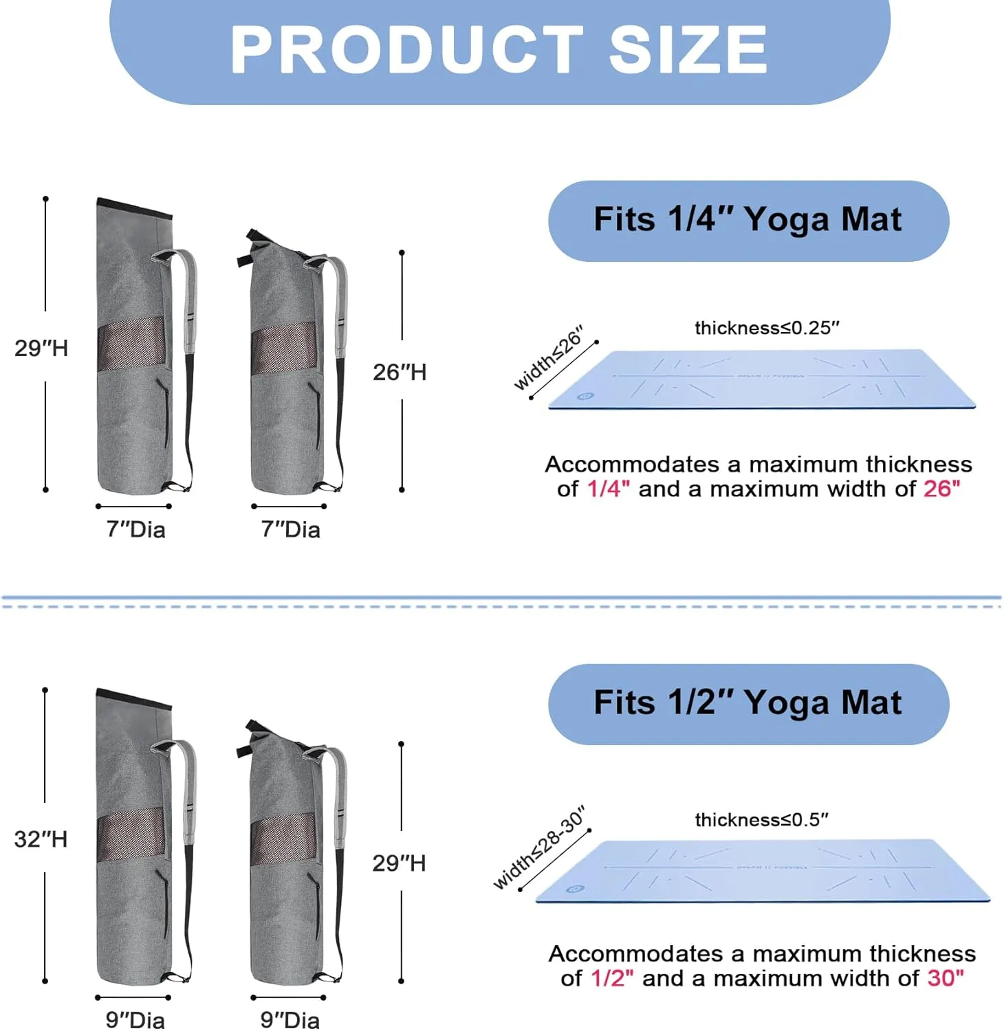 Explore Land Oxford Yoga Mat Storage Bag with Breathable Mesh Window and Large Pockets