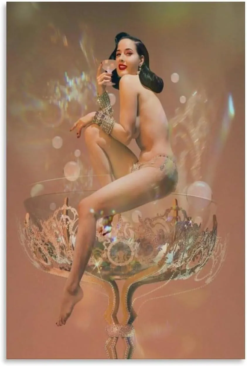 Famous Artist Dita Von Teese Fiery Sexy Beauty Art Poster Canvas Poster Bedroom Decor Office Room Decor Gift Unframe-style 24x36inch(60x90cm)