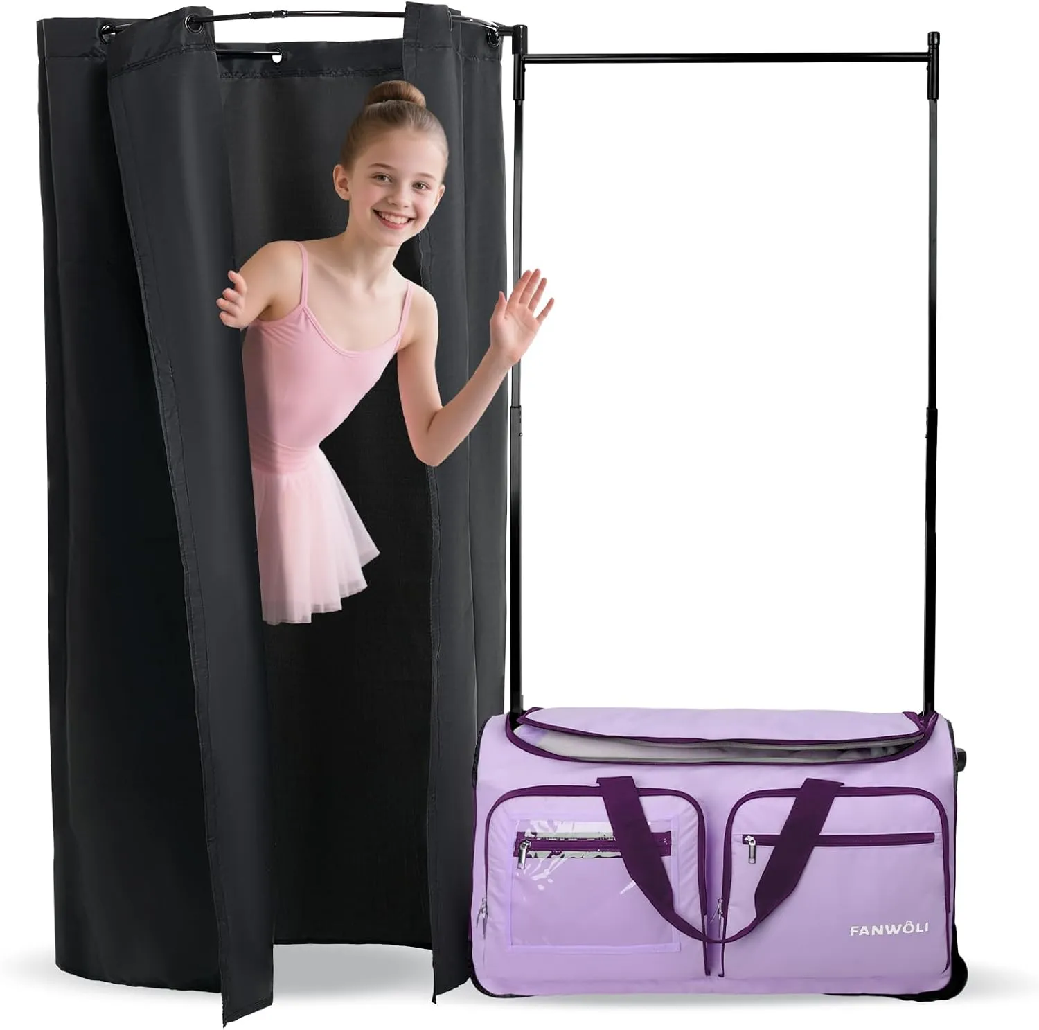 Fanwoli 28" Dance Bag with Garment Rack and Curtain | 360° Comprehensive Privacy Protection | No Exposure Risk