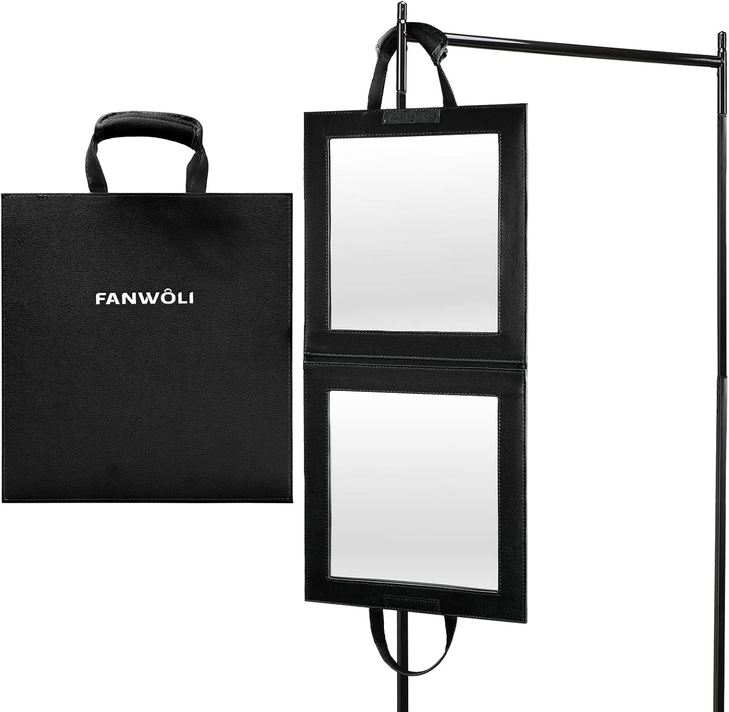 Fanwoli Hanging Mirror for Dance Bag with Garment Rack | Full-Body | Foldable & Portable | HD Reflection No Deformation