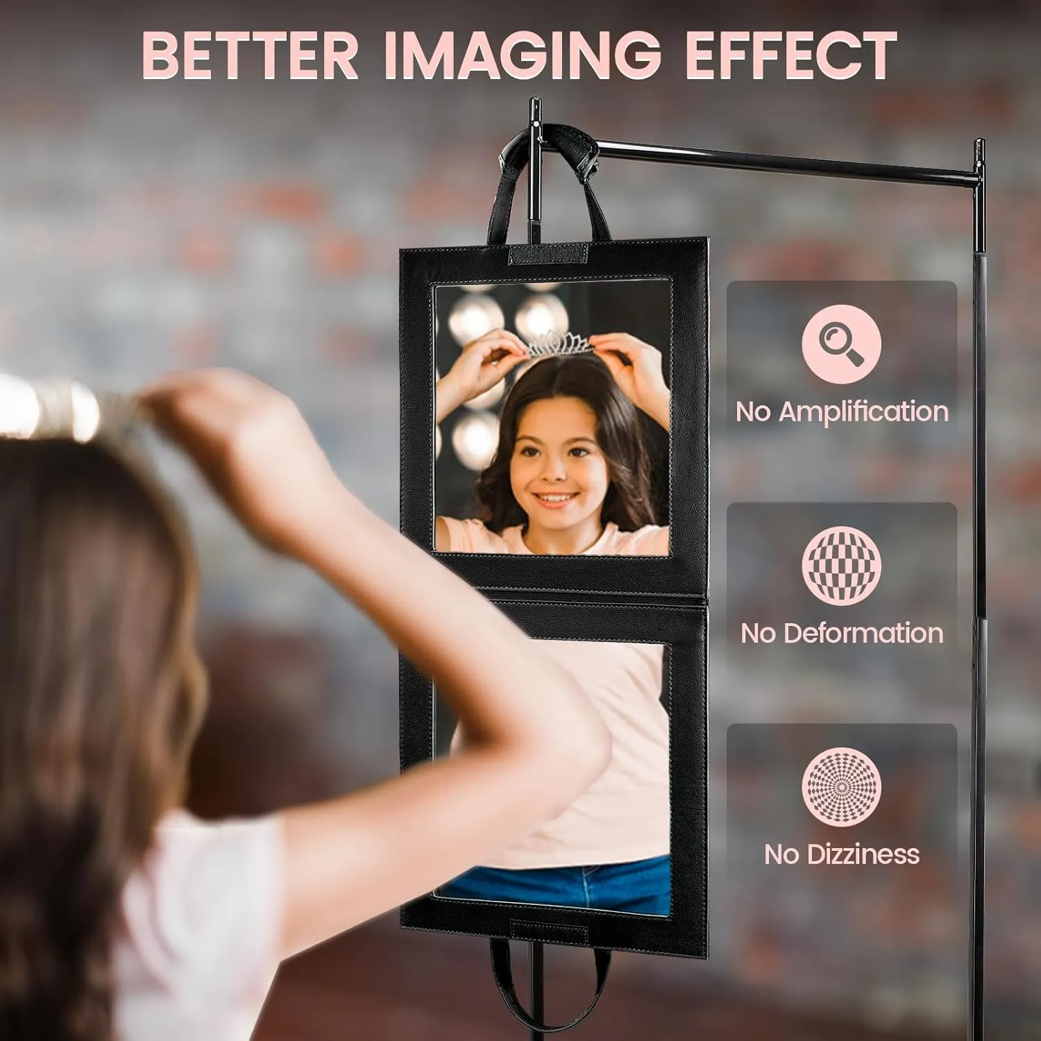 Fanwoli Hanging Mirror for Dance Bag with Garment Rack | Full-Body | Foldable & Portable | HD Reflection No Deformation