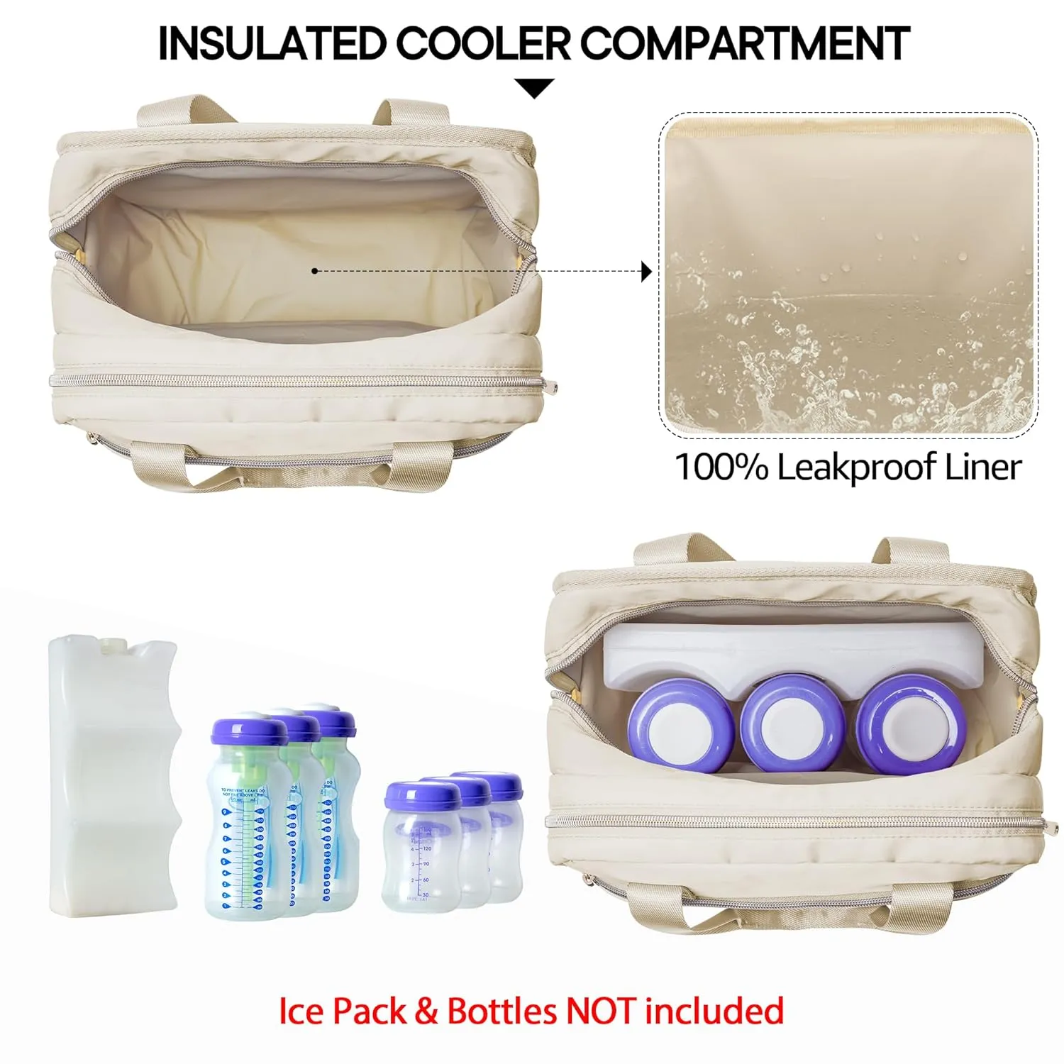 Fasrom Wearable Breast Pump Bag with Cooler Compatible with Momcozy, Medela and Elvie Pumps, Portable Pump Carrying Case for Working Moms, Beige
