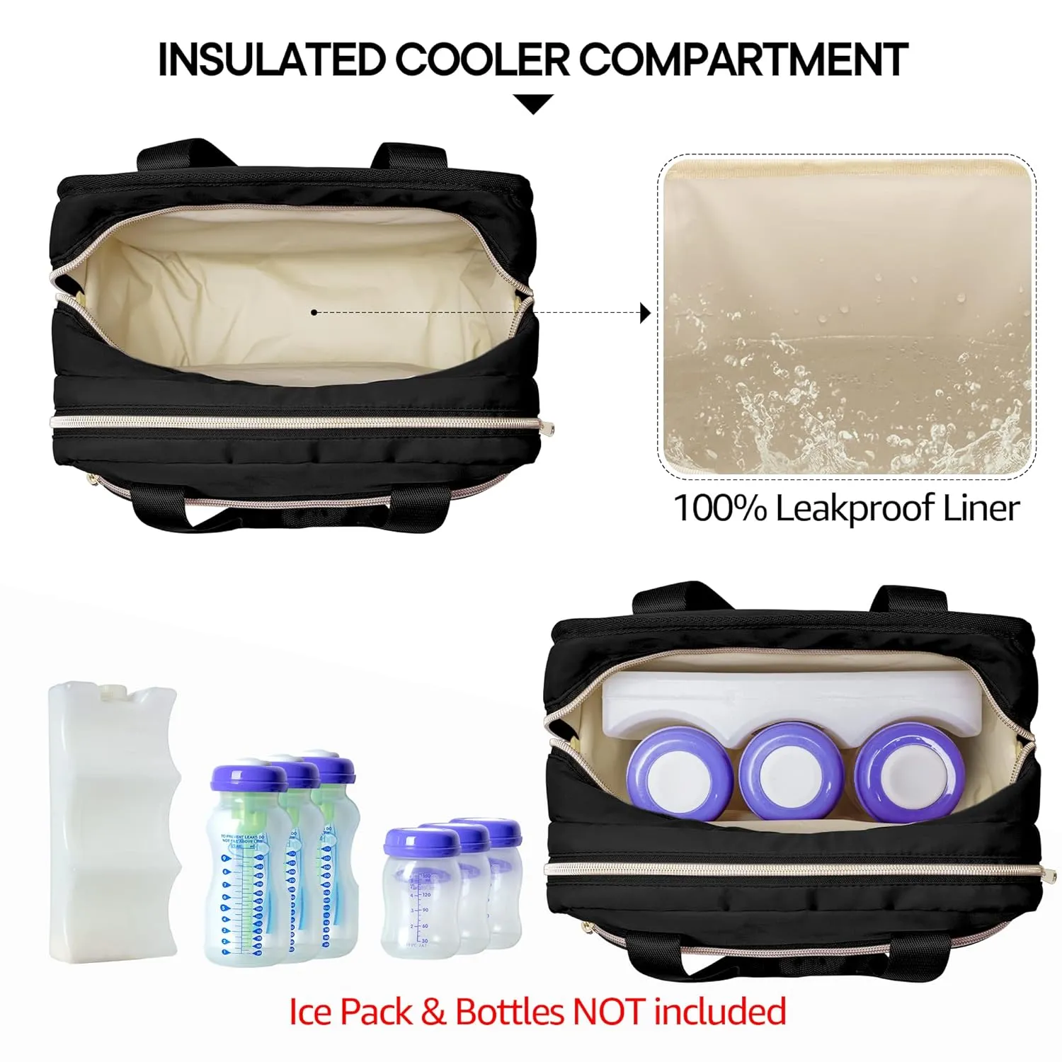 Fasrom Wearable Breast Pump Bag with Cooler Compatible with Momcozy, Medela and Elvie Pumps, Portable Pump Carrying Case for Working Moms, Black (Bag Only, Patent Design)