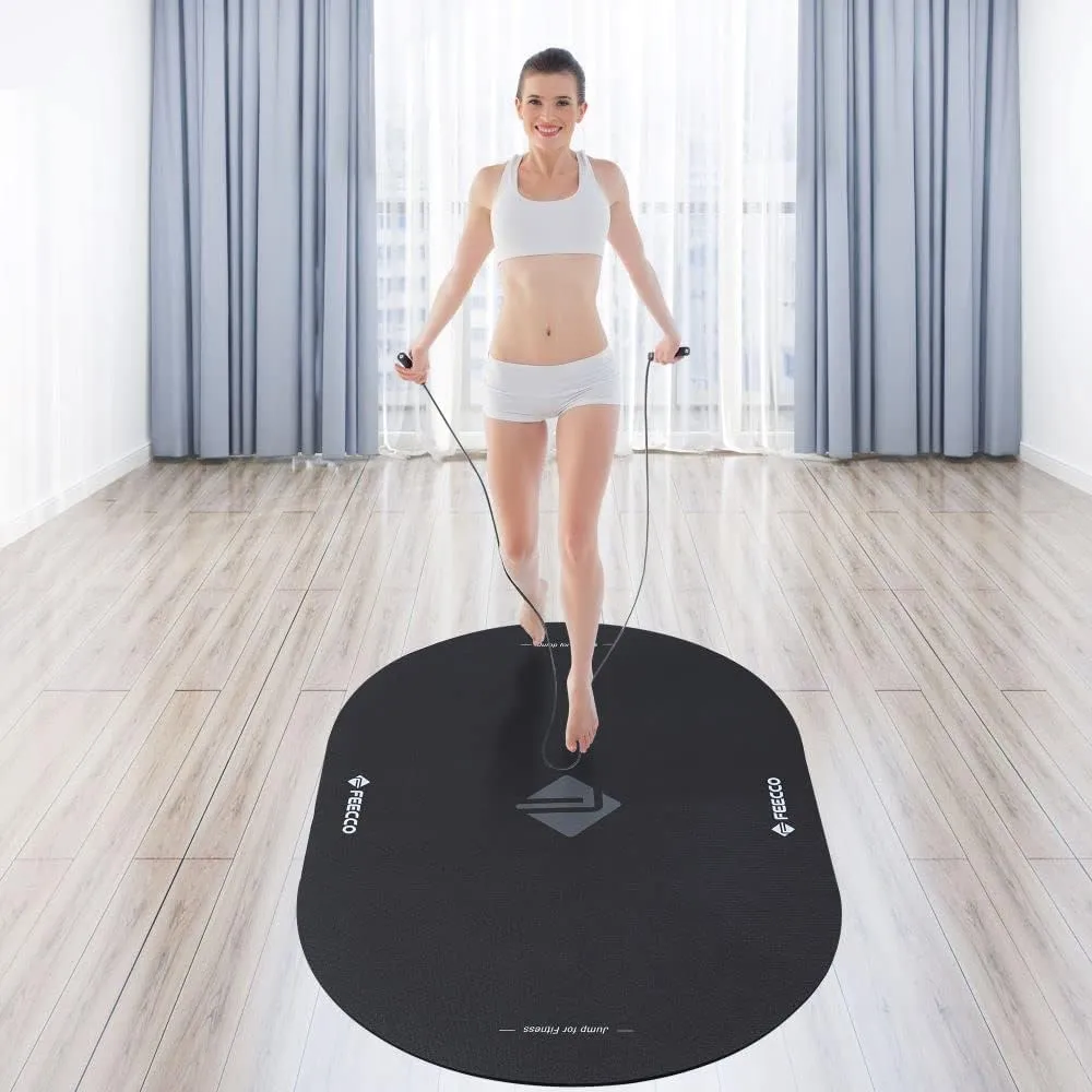 FEECCO Jump Rope Mat, Large Size Non-Slip Jump Rope Pad for Indoor Floor and Outdoor Concrete, 7mm Thick High-Density Material Customized for Jump Roping