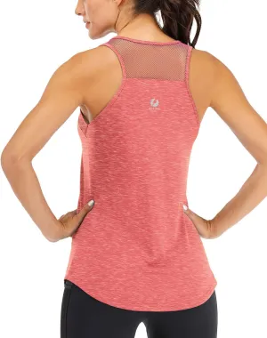 Fihapyli ICTIVE Workout Tank Tops for Women Breathable Mesh Racerback Muscle Tank Backless Running Shirts