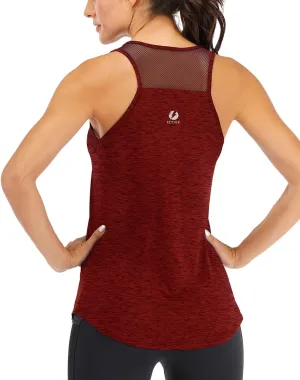 Fihapyli ICTIVE Workout Tank Tops for Women Breathable Mesh Racerback Muscle Tank Backless Running Shirts