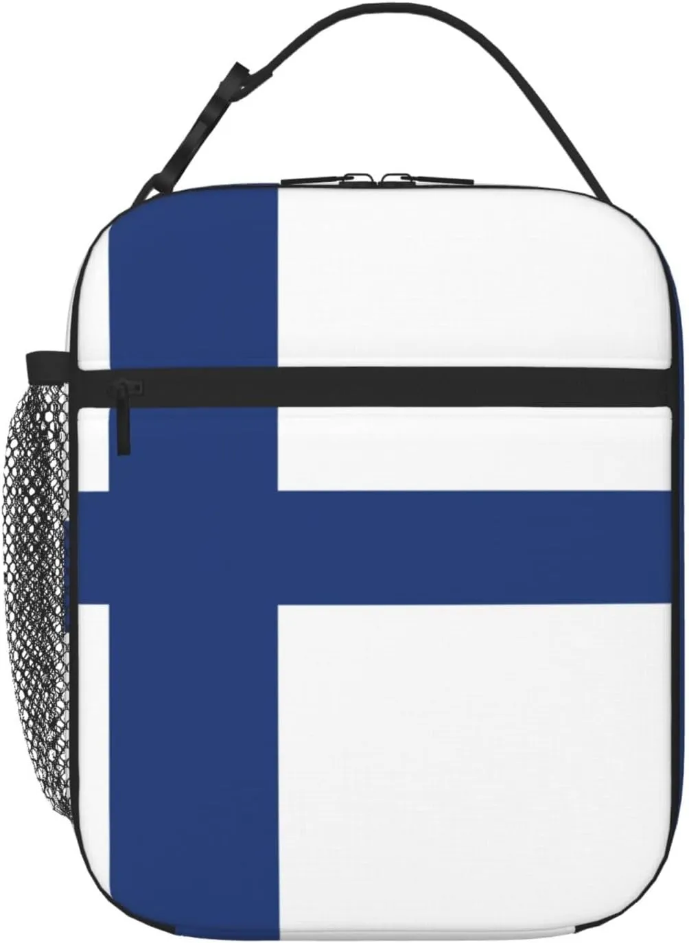Finnish Flag Print Unisex Beach Insulated Cooler Lunch Bag For Work, Travel 8x4x 10in Lunch Boxes